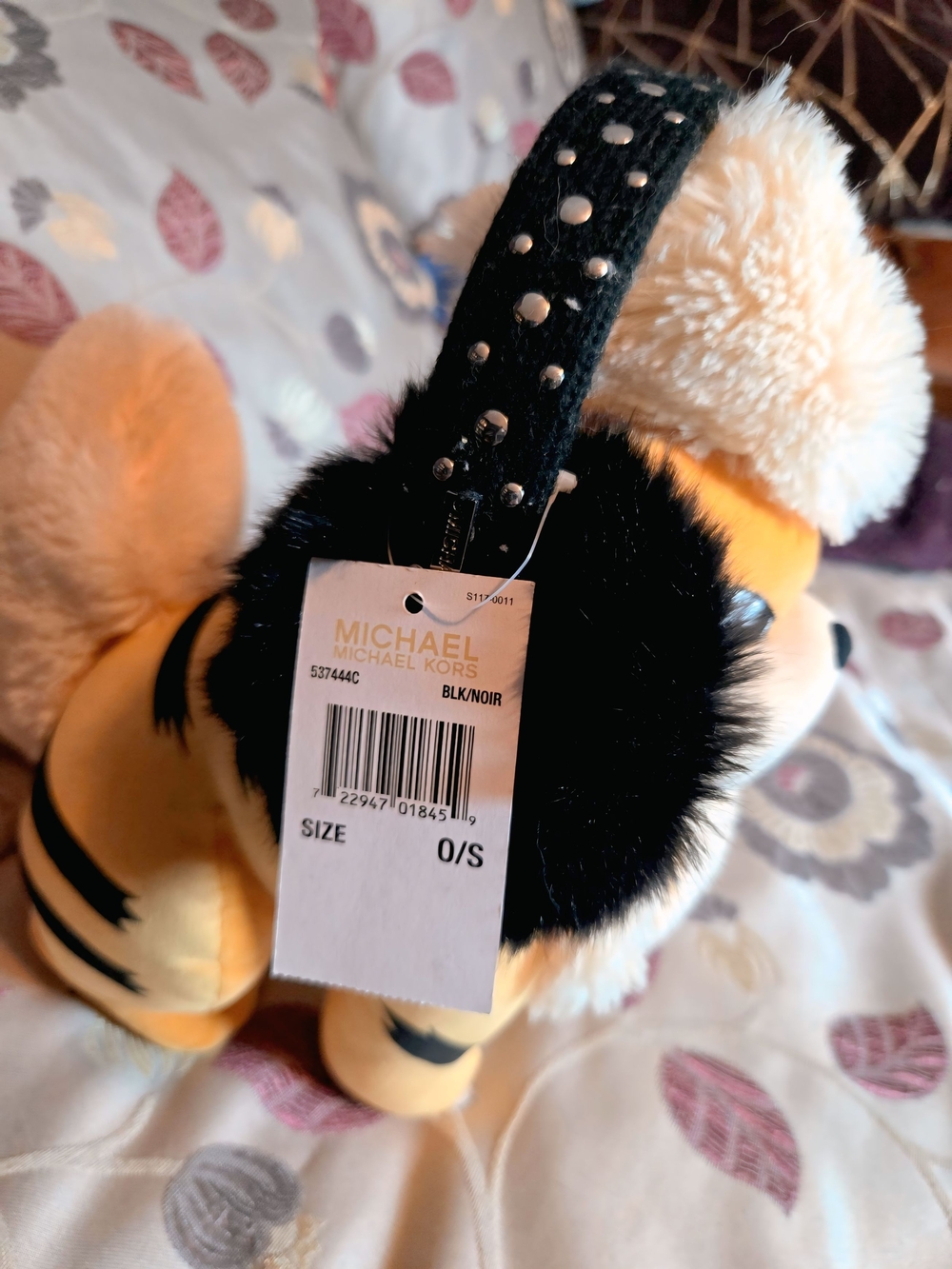 Michael Kors Black Faux Fur Studded Headband Ear Muffs